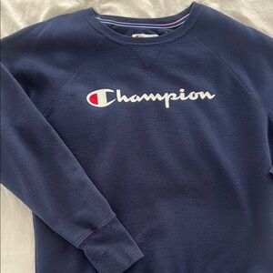 Champion Navy Blue Crewneck Sweater Classic Design